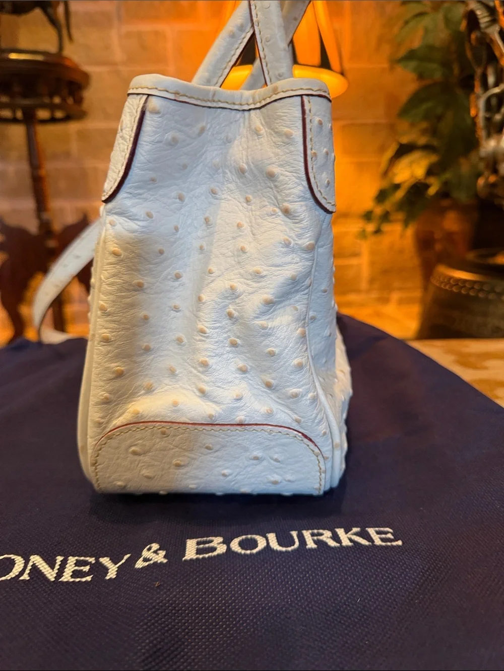 NWOT DOONEY & BOURKE Elegant Ostrich Embossed Leather Handbag-Polished Hardware!